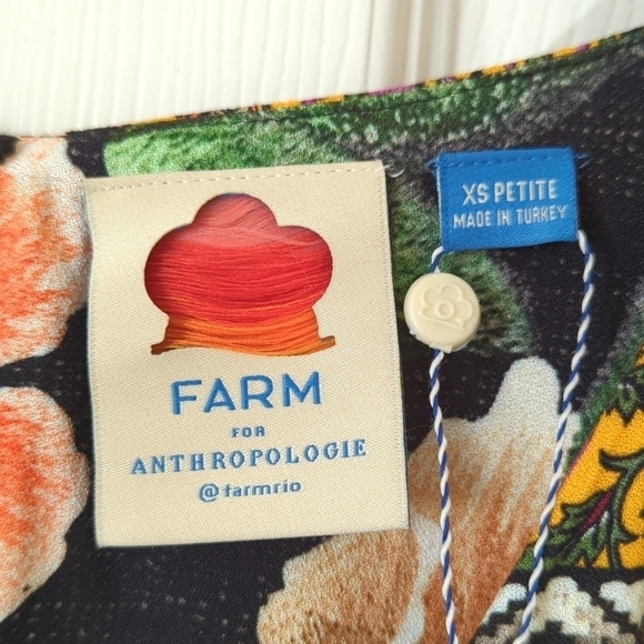 FARM Rio Anthropologie Esmeralda Floral Flowy Short Sleeve A-Line Maxi Dress XSP - Picture 5 of 14